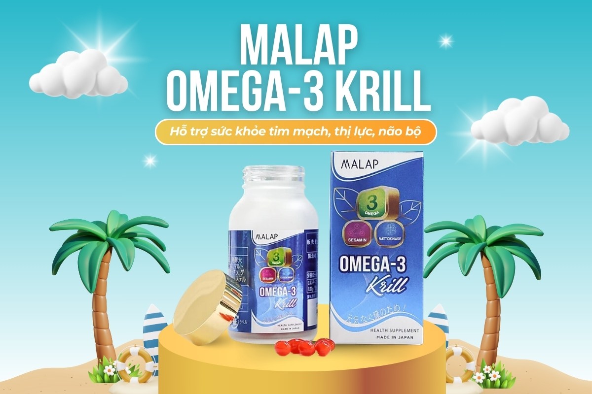 Malap Omega-3 Krill hỗ trợ sức khỏe tim mạch, não bộ, thị lực