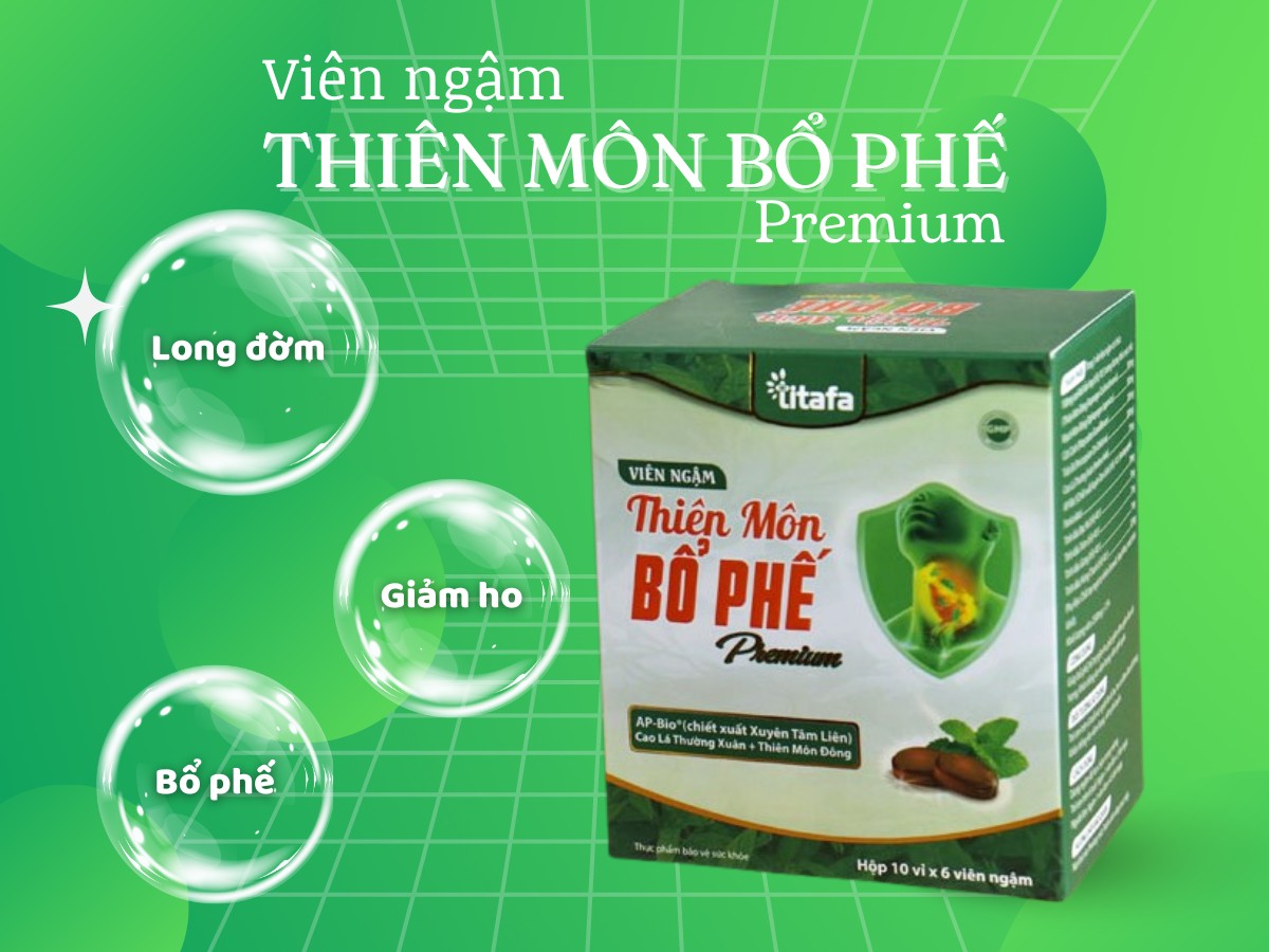 Viên ngậm Thiên Môn Bổ Phế Premium hỗ trợ bổ phế, giảm ho, giảm đờm