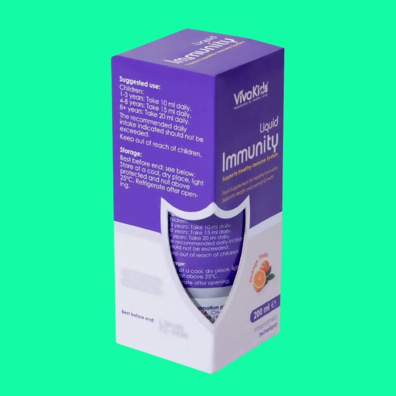 Thuốc VivaKids Immunity Liquid hỗ trợ tăng cường sức đề kháng