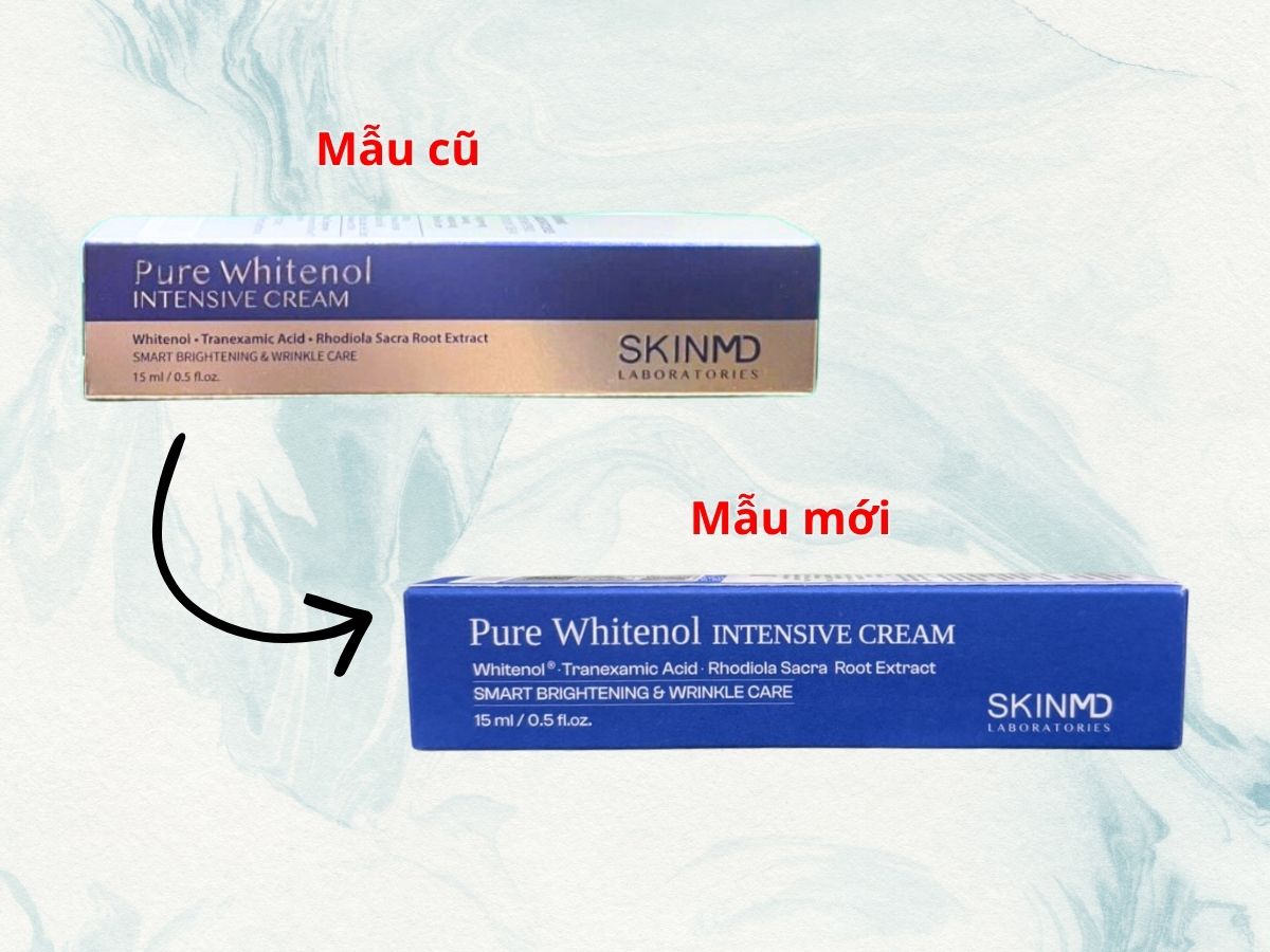 SkinMD Pure Whitenol Intensive Cream thay đổi mẫu bao bì