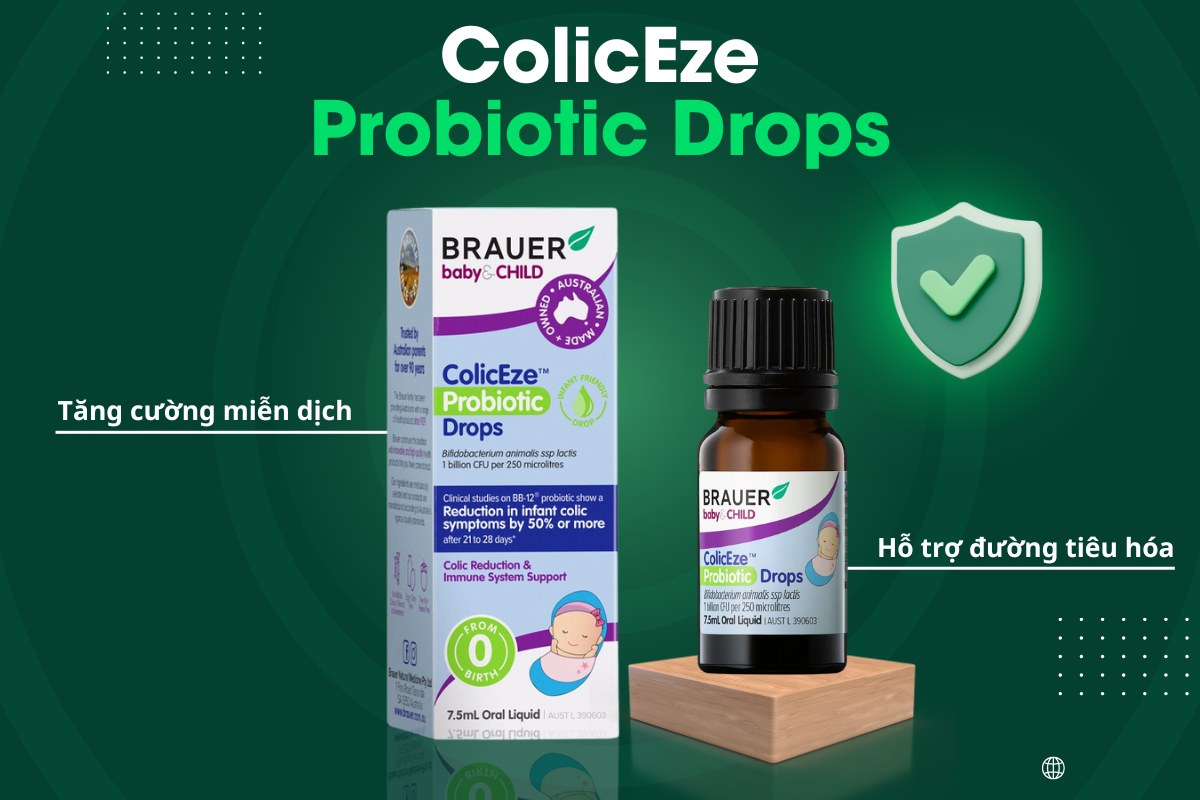 Men vi sinh Brauer ColicEze Probiotic Drops hỗ trợ chức năng tiêu hóa