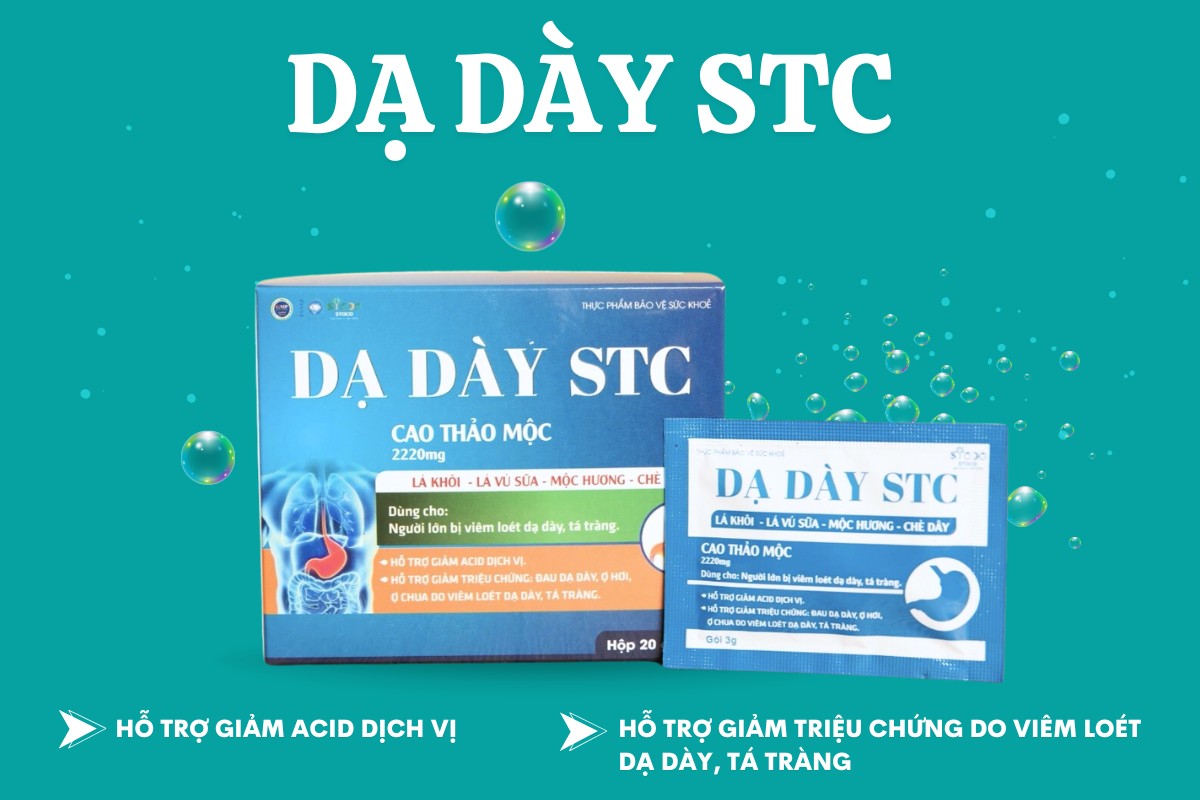 Dạ Dày STC cải thiện triệu chứng của viêm loét dạ dày, tá tràng