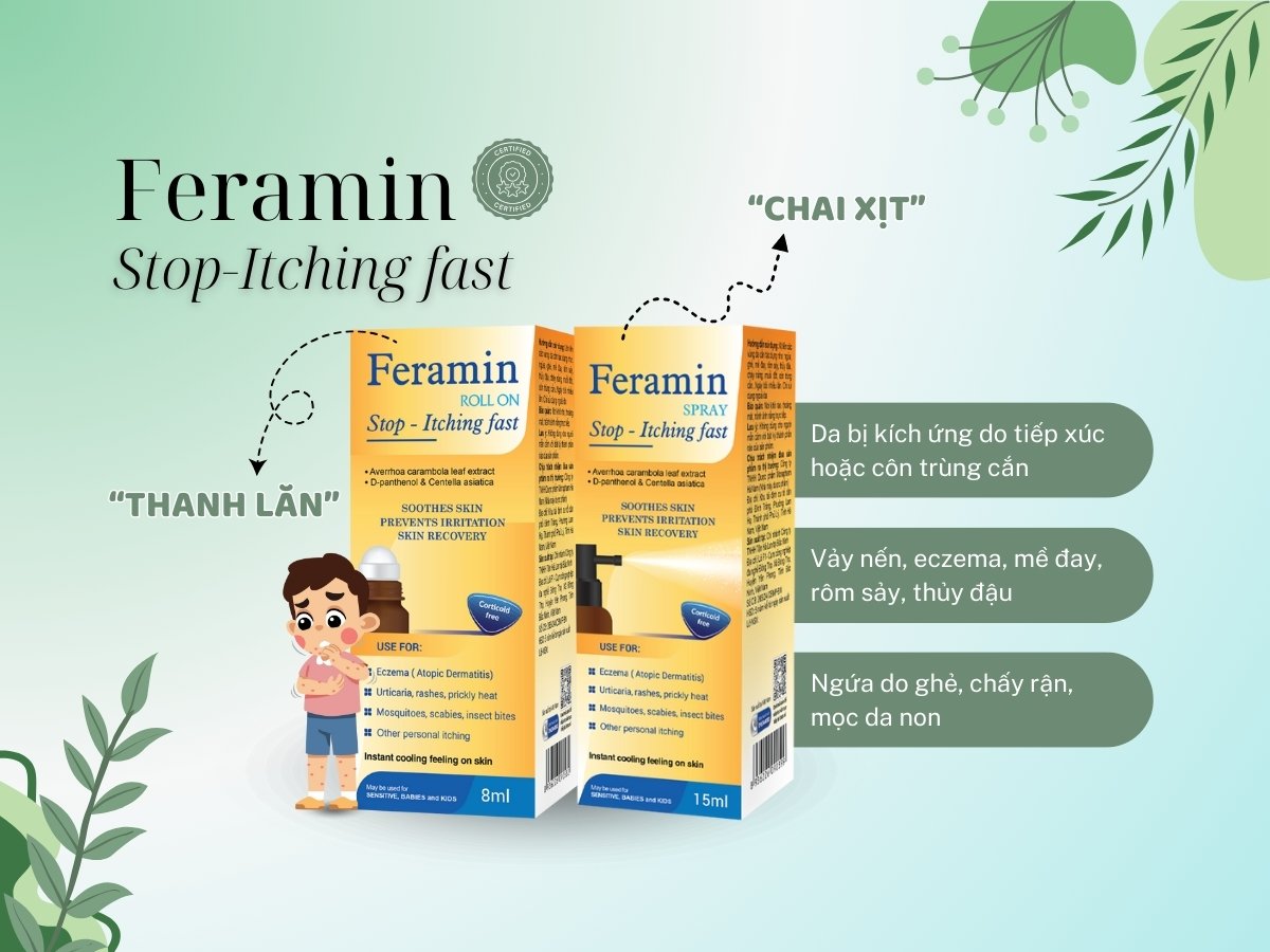 Lăn và xịt ngứa FERAMIN Stop-Itching Fast