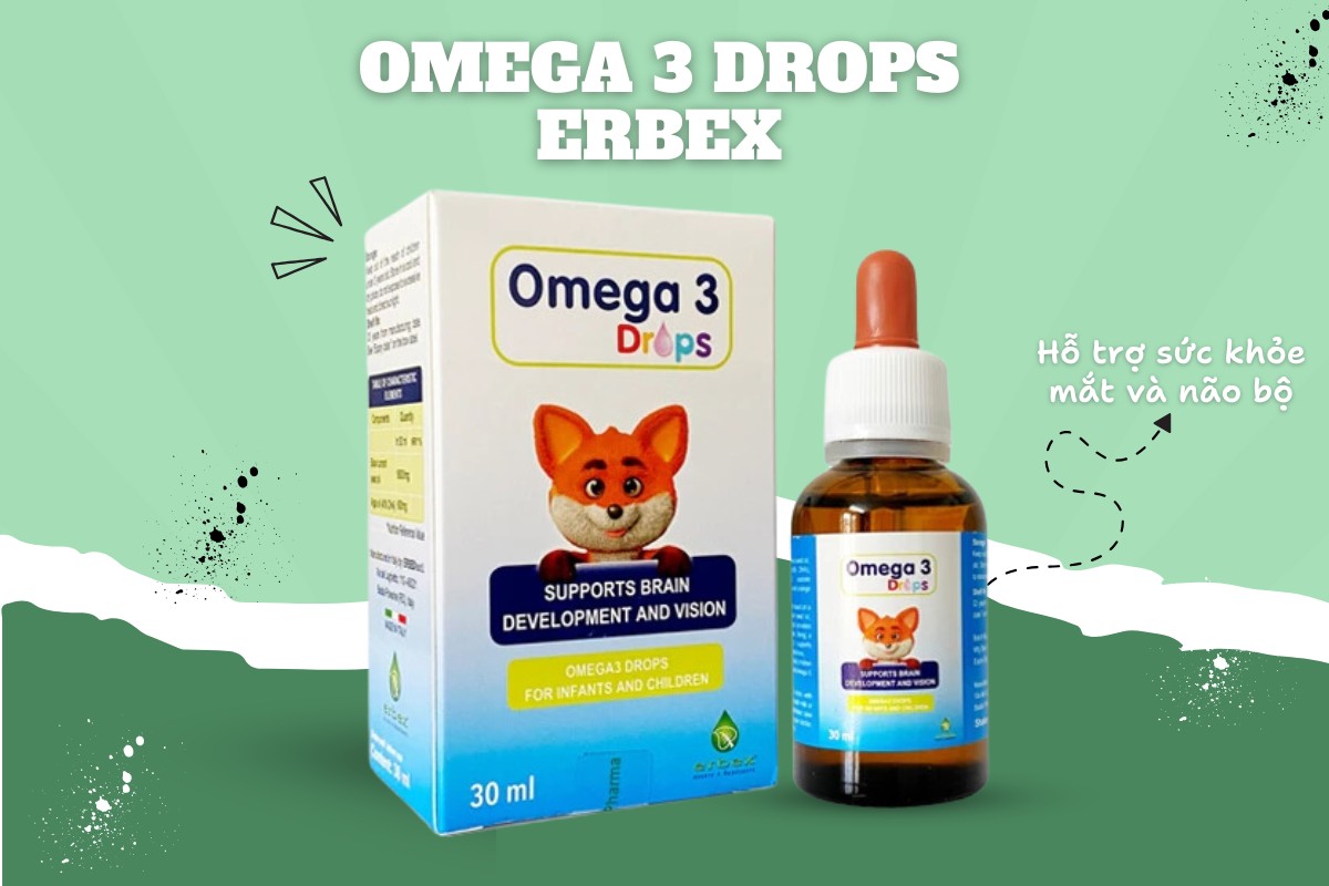 Omega 3 Drops Erbex 30ml hỗ trợ sức khỏe não bộ và thị lực