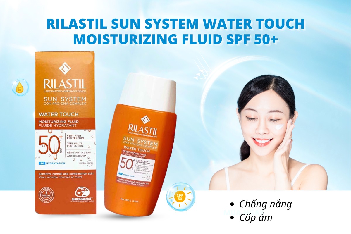 Kem chống nắng cấp ẩm Rilastil Sun System Water Touch Moisturizing Fluid SPF 50+ bảo vệ da khỏi tia UV