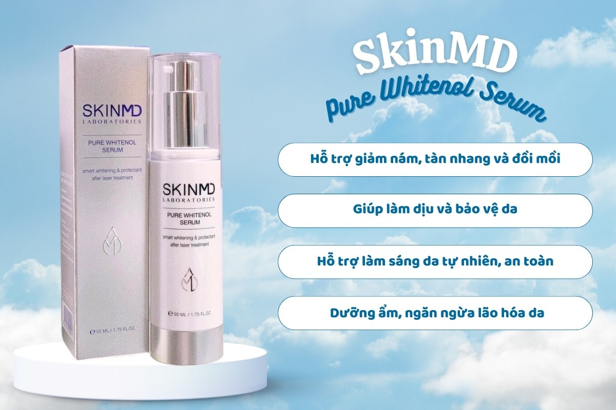 SkinMD Pure Whitenol Serum hỗ trợ giảm nám, tàn nhang, làm sáng da