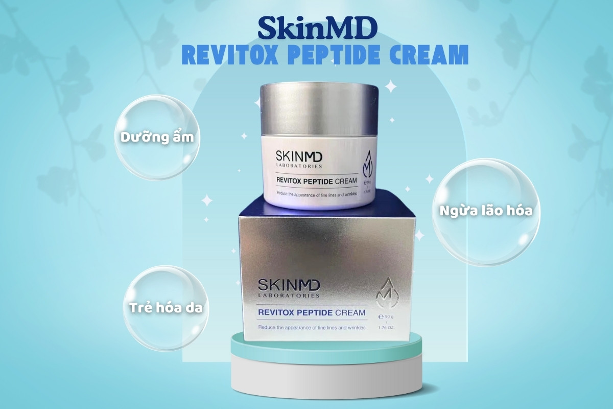 SkinMD Revitox Peptide Cream hỗ trợ dưỡng ẩm, chống nhăn và chảy xệ da