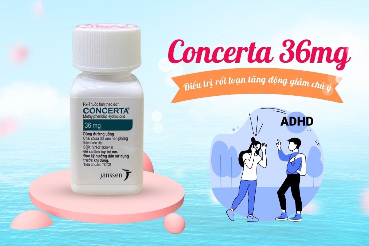 Thuốc Concerta 36mg điều trị rối loạn tăng động giảm chú ý