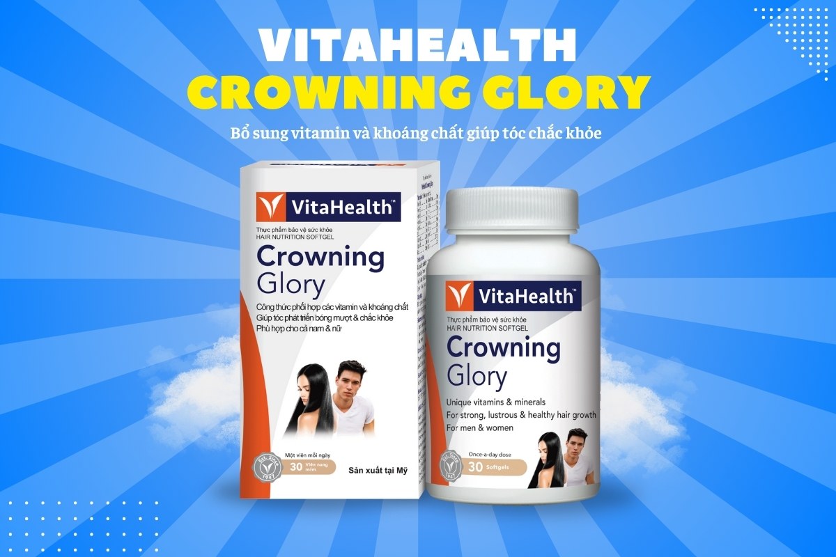 VitaHealth Crowning Glory bổ sung dưỡng chất giúp tóc chắc khỏe