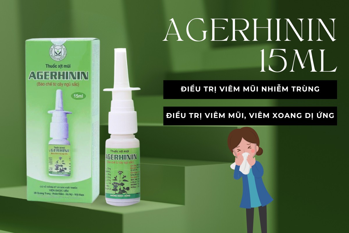 Thuốc xịt mũi hoa Ngũ sắc Agerhinin 15ml điều trị viêm mũi, viêm xoang