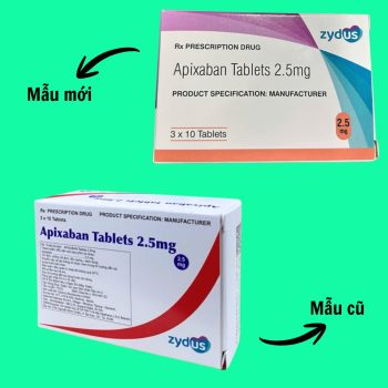 Apixaban Tablets 2,5mg Zydus đổi mẫu nhãn