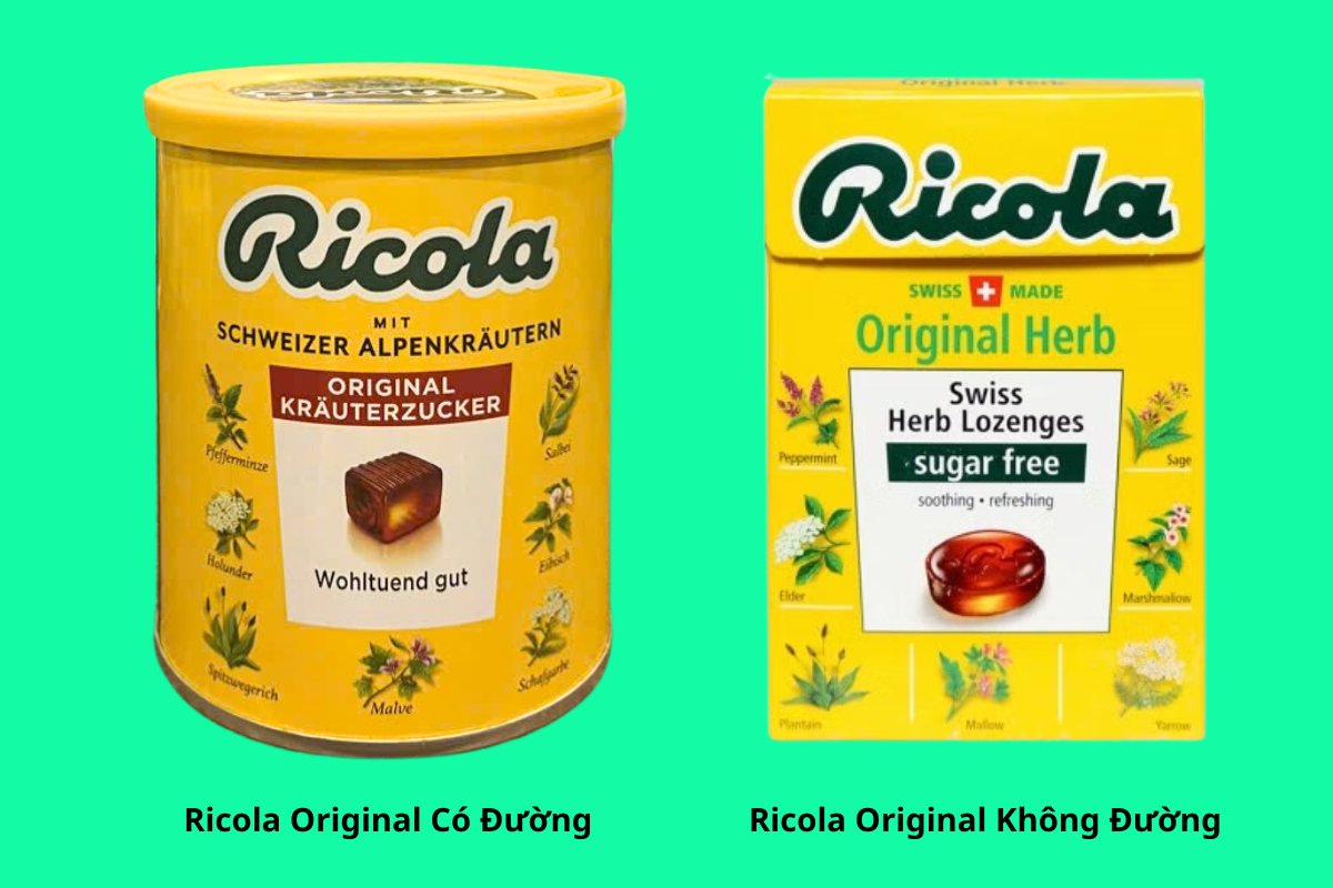 Ricola Original Có Đường và Ricola Original Không Đường