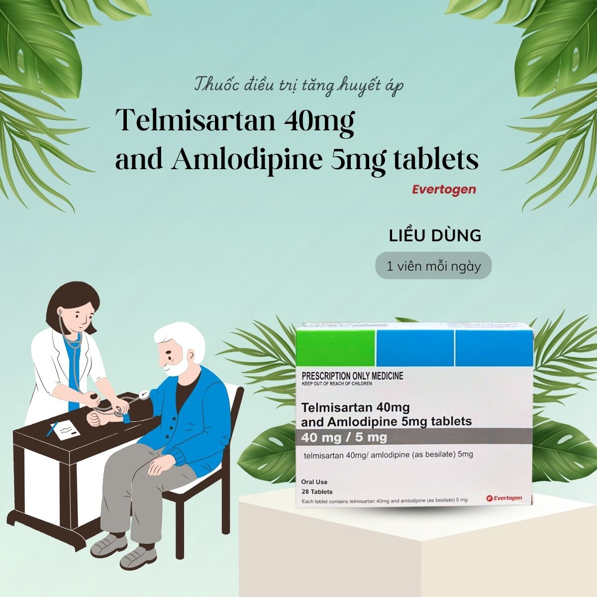 Thuốc Telmisartan 40mg and Amlodipine 5mg tablets Evertogen