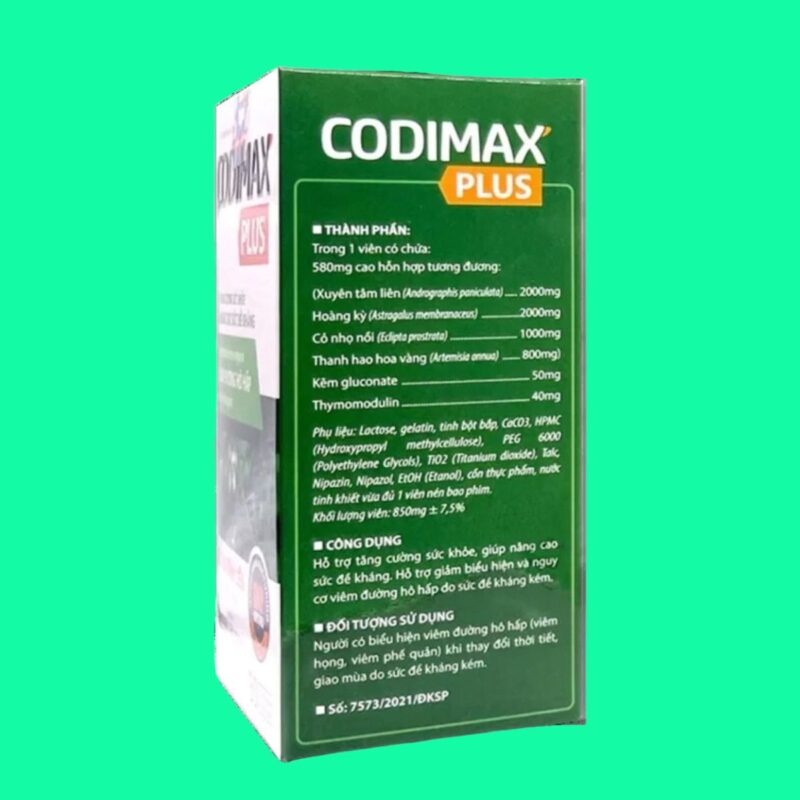 Thuốc Codimax Plus giảm triệu chứng viêm đường hô hấp