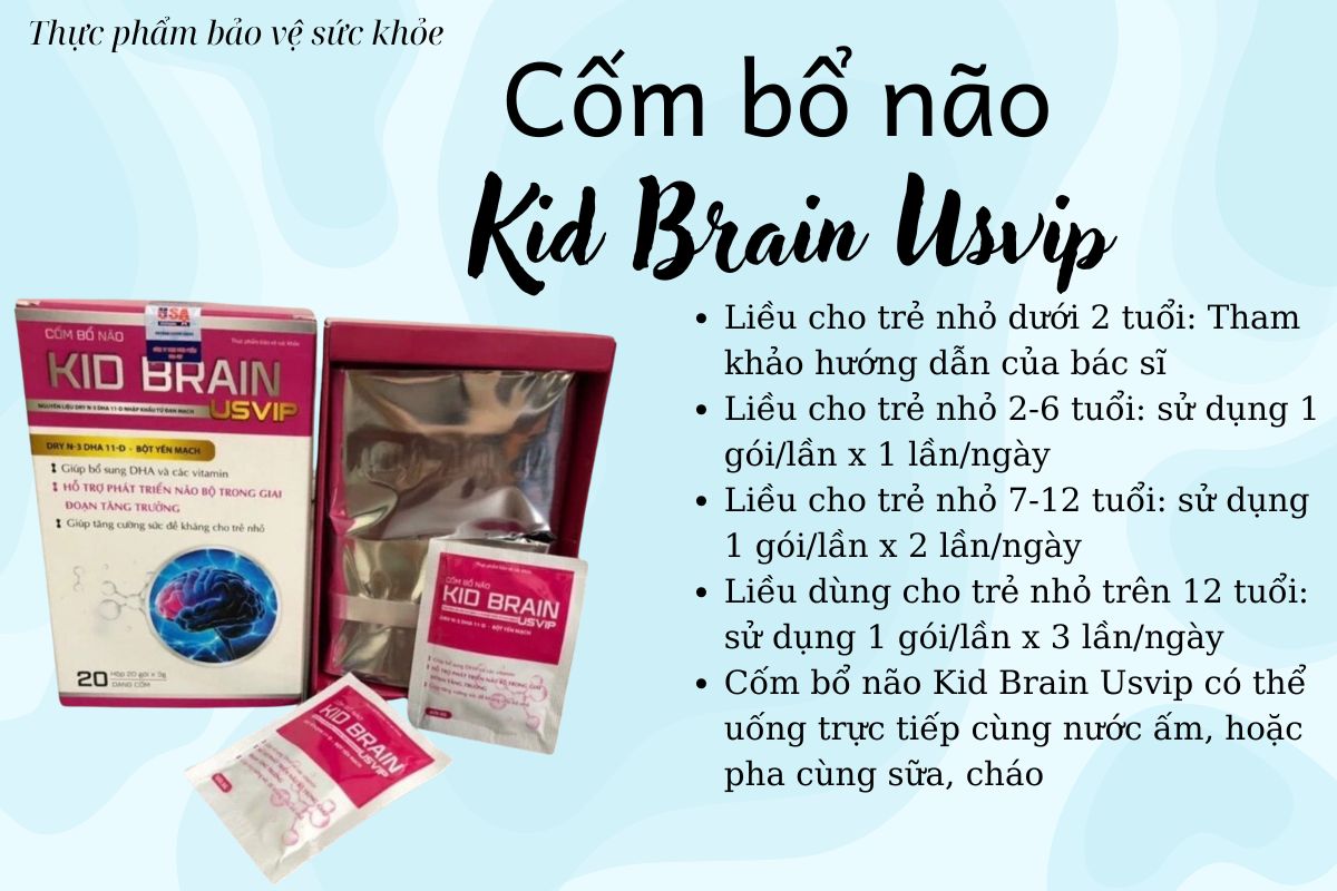 Liều dùng Cốm bổ não Kid Brain Usvip