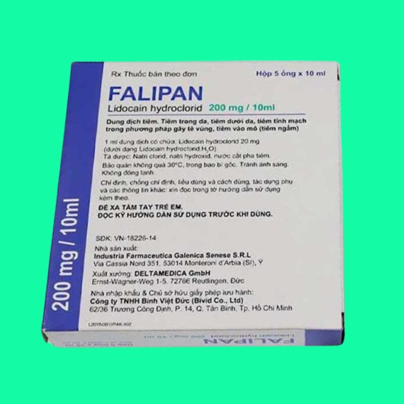Thuốc Falipan (Lidocaine hydrochloride 20mg/ml) gây tê tại chỗ, gây tê vùng