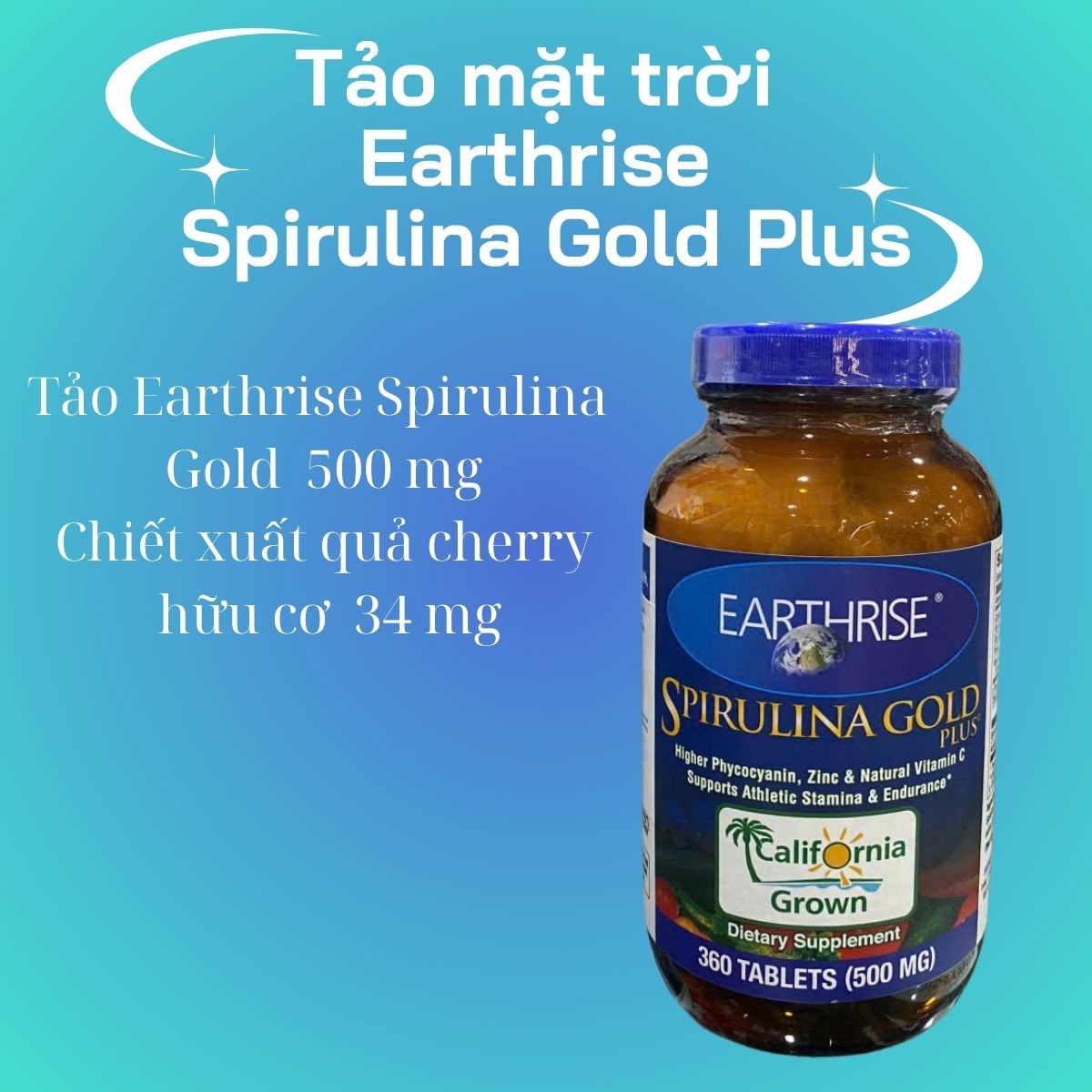 Tảo mặt trời Earthrise Spirulina Gold Plus có tác dụng gì?