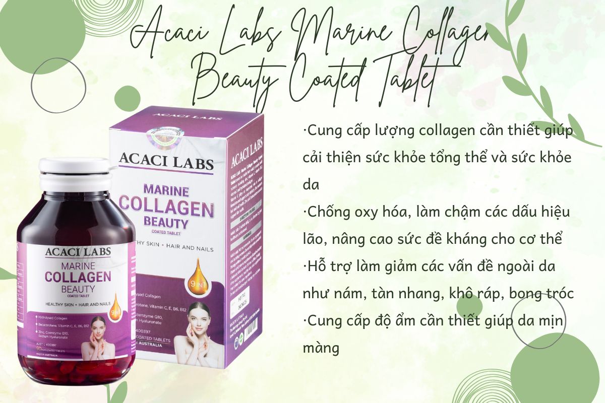 Công dụng sản phẩm Acaci Labs Marine Collagen Beauty Coated Tablet