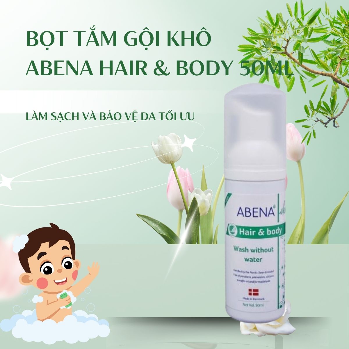 Tác dụng Bọt tắm gội khô Abena Hair & body 50ml