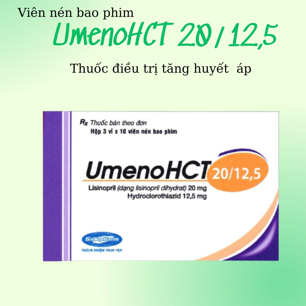 Chỉ định thuốc UmenoHCT 20 12,5