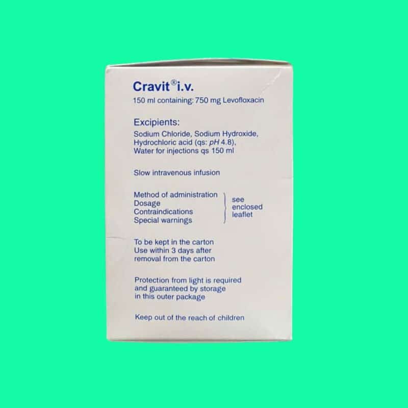 Thuốc Cravit I.V 750mg/150ml (Levofloxacin 750mg/150ml) điều trị tình ...