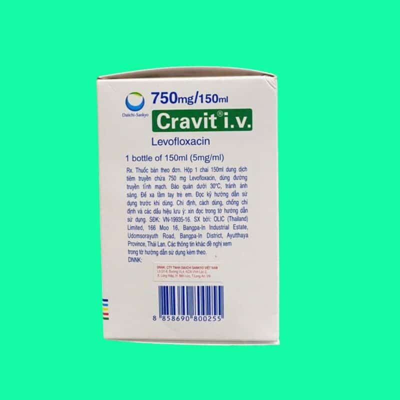 Thuốc Cravit I.V 750mg/150ml (Levofloxacin 750mg/150ml) điều trị tình ...
