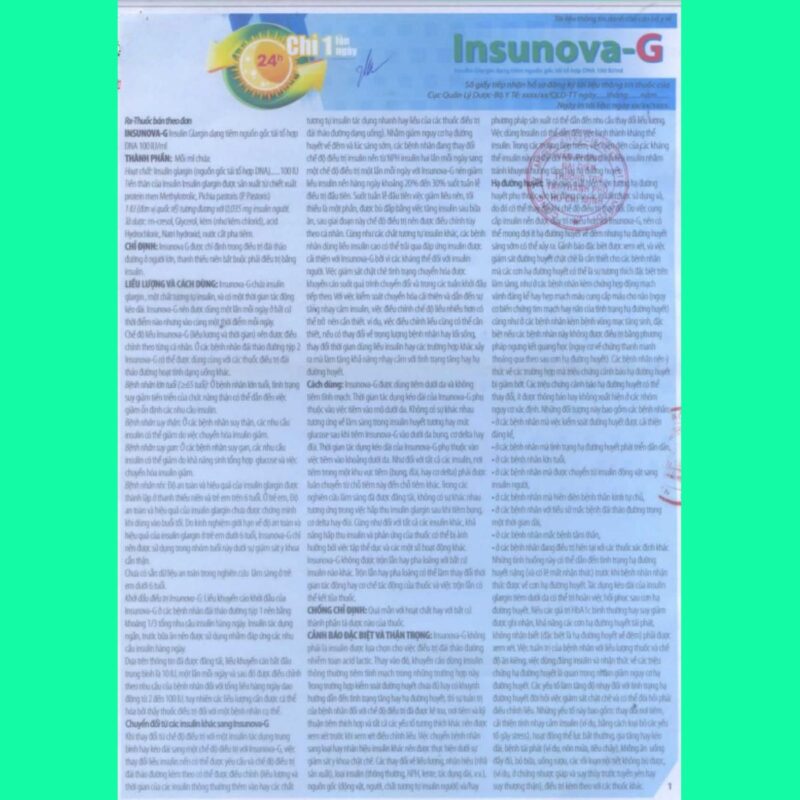 Thuốc Insunova-G Pen 100IU/ml (Insulin Glargine) điều trị đái tháo đường