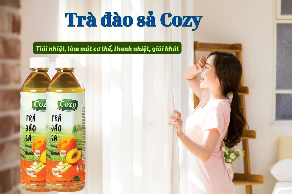 Trà đào sả Cozy giải khát, thanh nhiệt