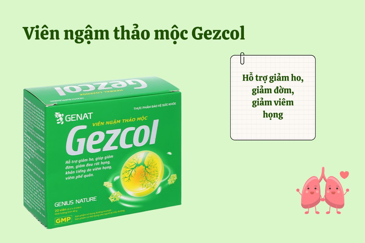 Viên ngậm thảo mộc Gezcol (Hộp 20 viên) 8 Viên ngậm thảo mộc Gezcol