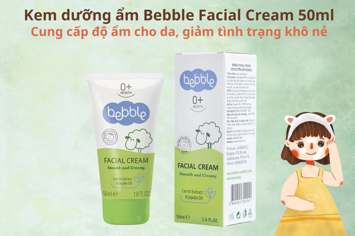Kem dưỡng ẩm Bebble Facial Cream 50ml 8 Kem dưỡng ẩm Bebble Facial Cream 50ml cung cấp độ ẩm cho da
