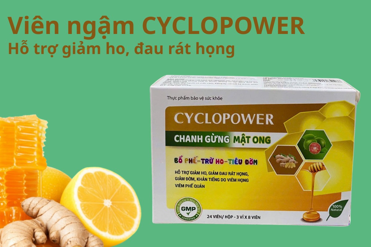 Viên ngậm ho CYCLOPOWER 9 Viên ngậm CYCLOPOWER hỗ trợ giảm ho, đau rát họng