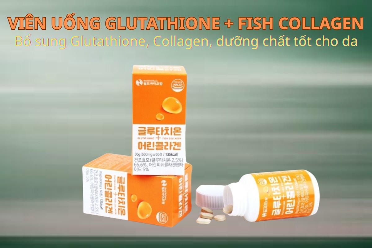 Glutathione + Fish Collagen 7 Glutathione + Fish Collagen bổ sung dưỡng chất tốt cho da