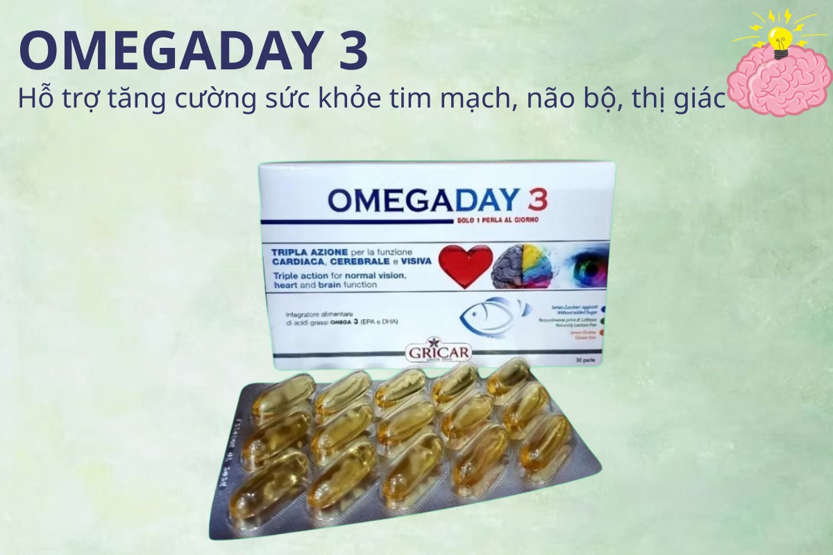OMEGADAY 3 8 OMEGADAY 3 hỗ trợ tăng cường sức khỏe tim mạch, não bộ, thị giác