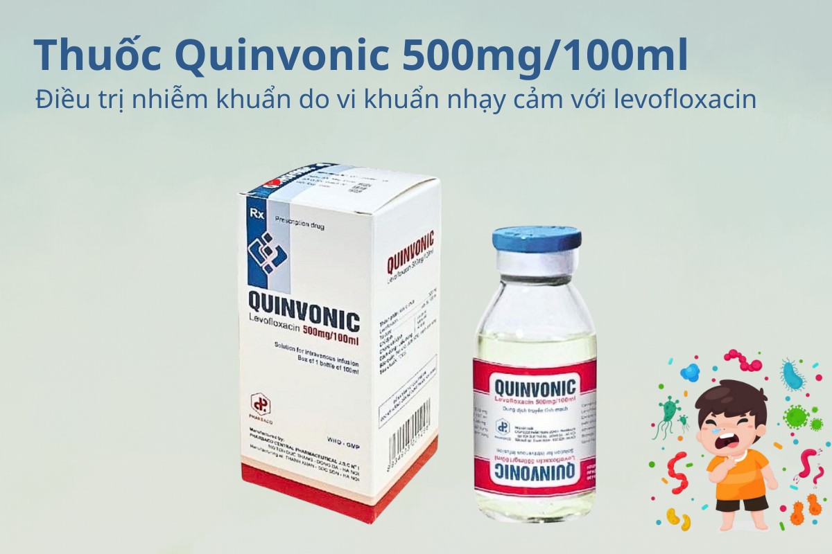 Quinvonic 500mg/100ml 7 Quinvonic 500mg/100ml điều trị nhiễm khuẩn