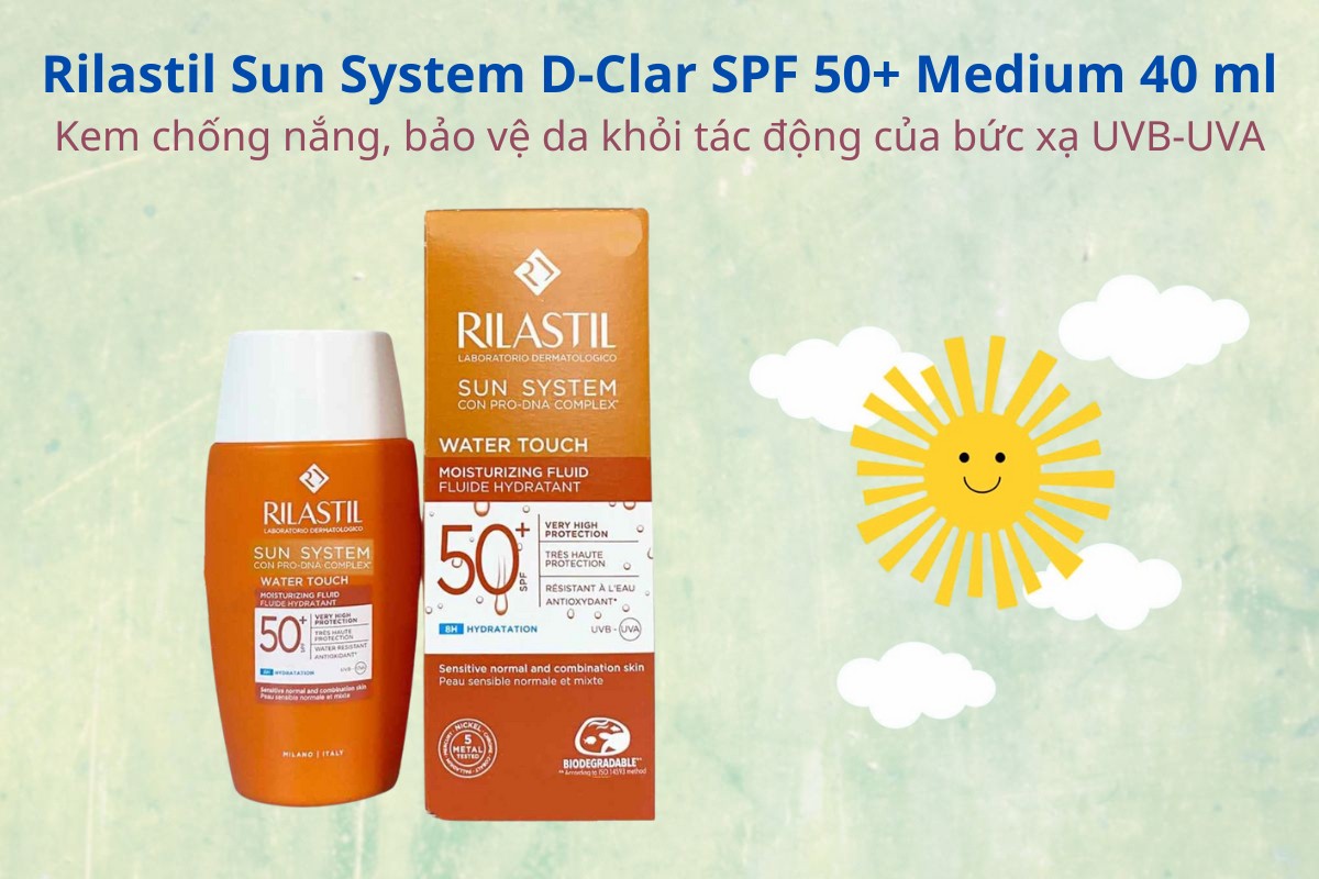 Kem chống nắng Rilastil Sun System D-Clar SPF 50+ Medium 40 ml 8 Kem chống nắng Rilastil Sun System D-Clar SPF 50+ Medium 40 ml bảo vệ da khỏi tia UV