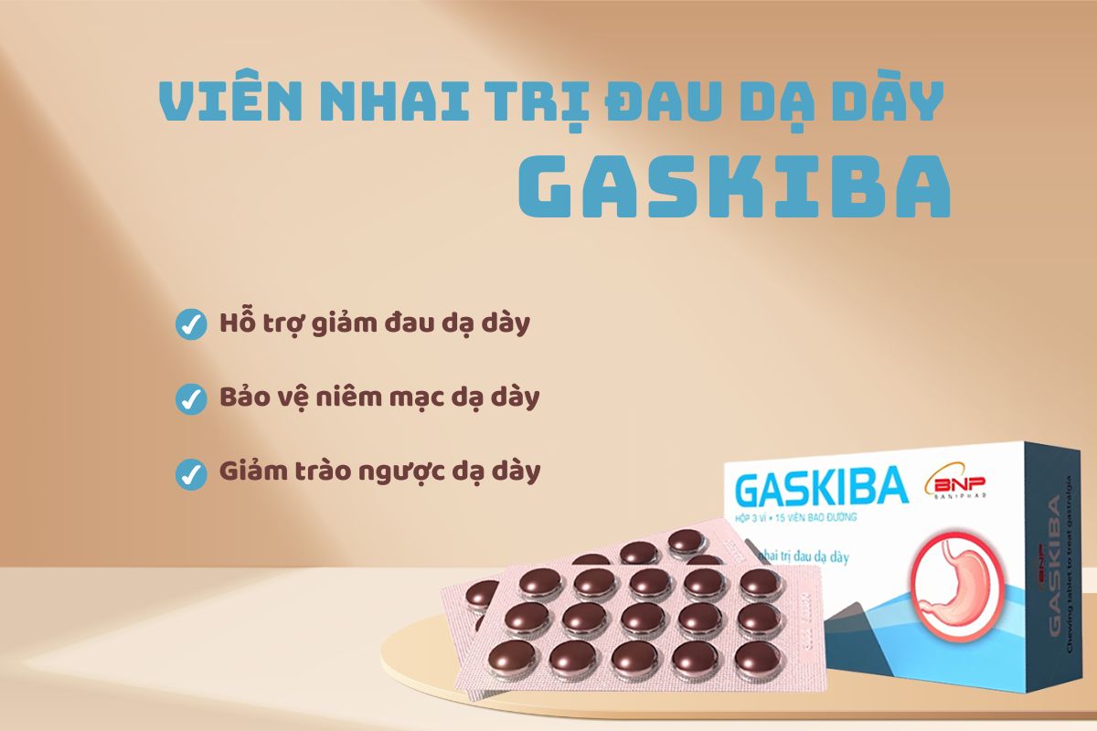 Viên nhai trị đau dạ dày Gaskiba 7 Viên nhai trị đau dạ dày Gaskiba