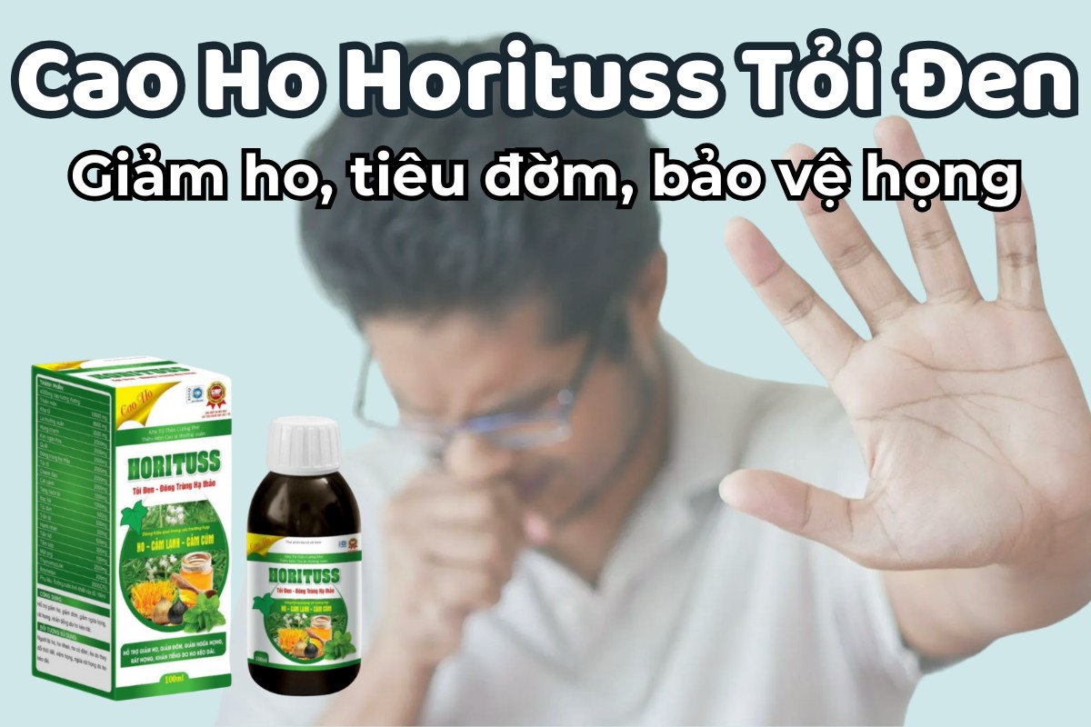 Cao Ho Horituss Tỏi Đen 6 Cao Ho Horituss Tỏi Đen giảm ho, tiêu đờm, bảo vệ họng