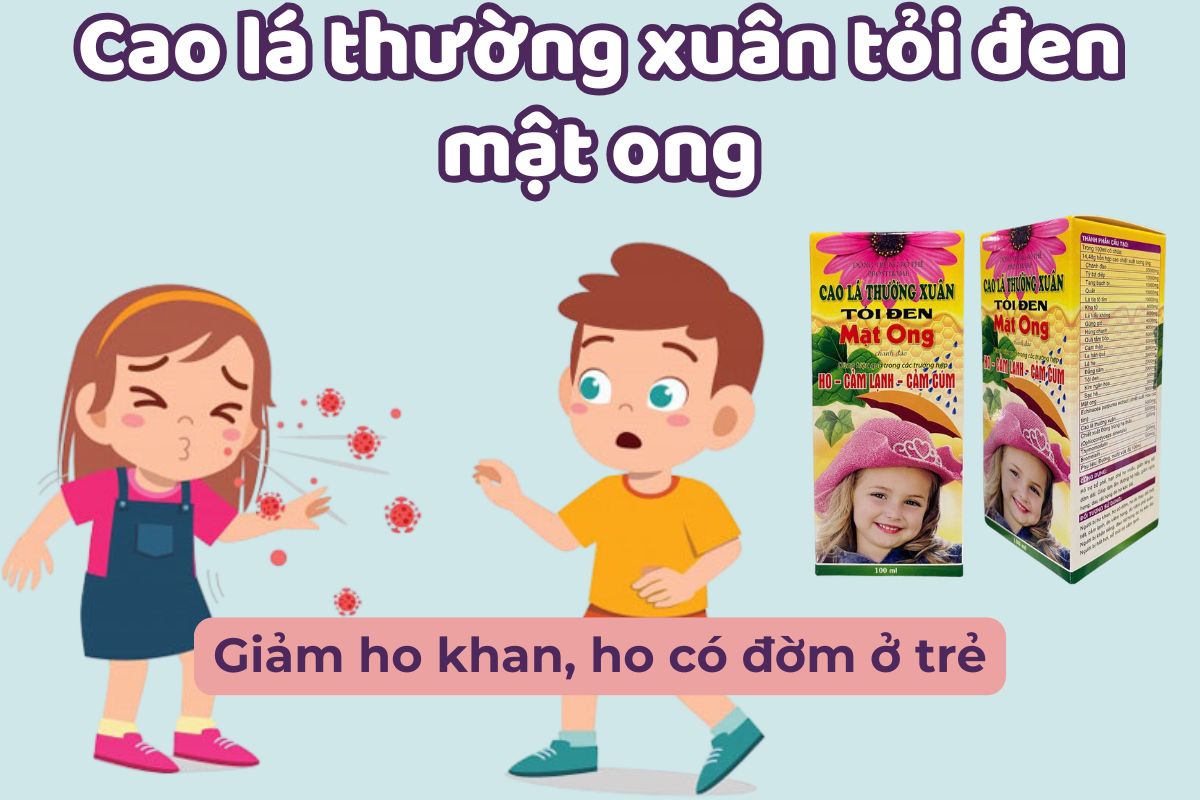 Cao lá thường xuân tỏi đen mật ong 10 Cao lá thường xuân tỏi đen mật ong giảm ho khan, ho có đờm ở trẻ
