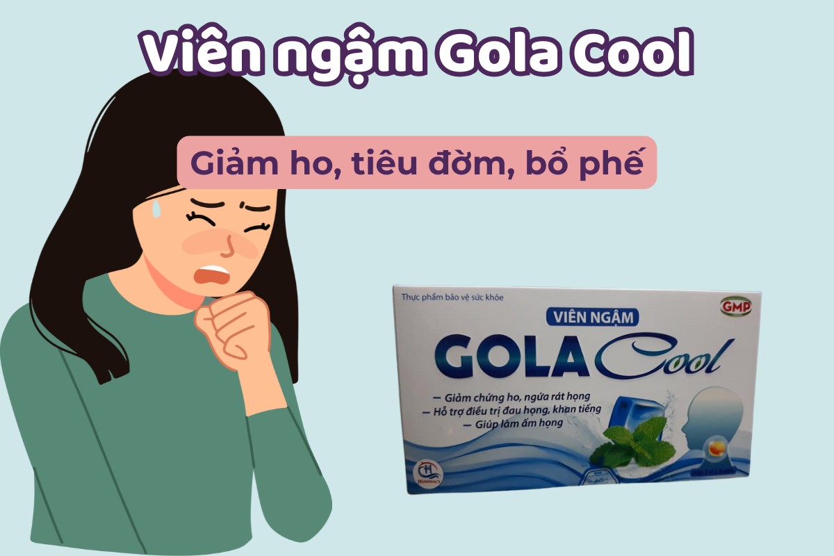 Viên ngậm Gola Cool 5 Viên ngậm Gola Cool giảm ho, tiêu đờm, bổ phế