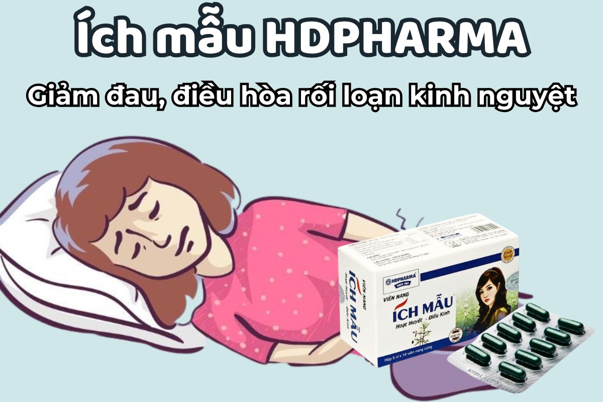 Ích mẫu HDPHARMA 7 Ích mẫu HDPHARMA giảm đau bụng kinh, hỗ trợ điều hòa kinh nguyệt