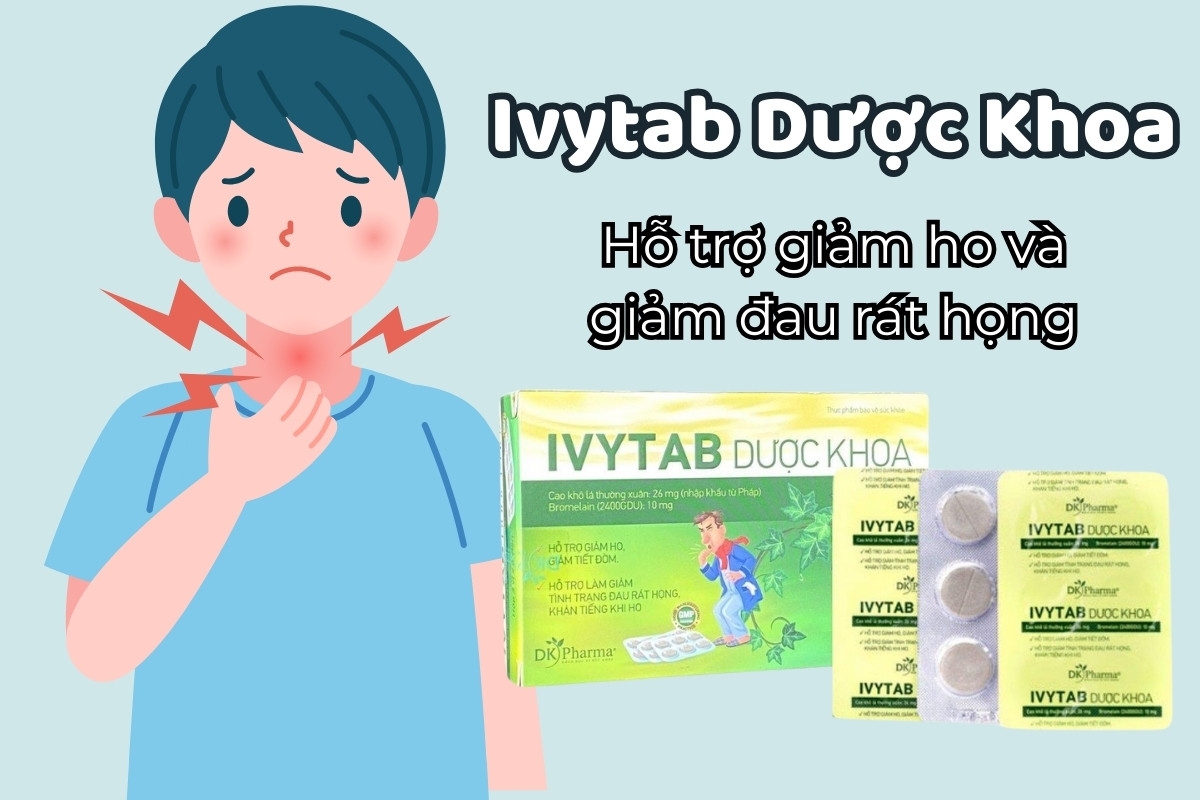 Ivytab Dược Khoa 11 Ivytab Dược Khoa hỗ trợ giảm ho, giảm đau rát họng
