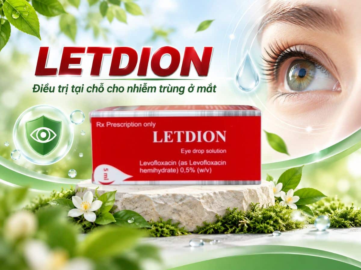 Letdion được chỉ định để điều trị các nhiễm khuẩn tại bề mặt giác mạc gây ra bởi các vi khuẩn nhạy cảm với levofloxacin