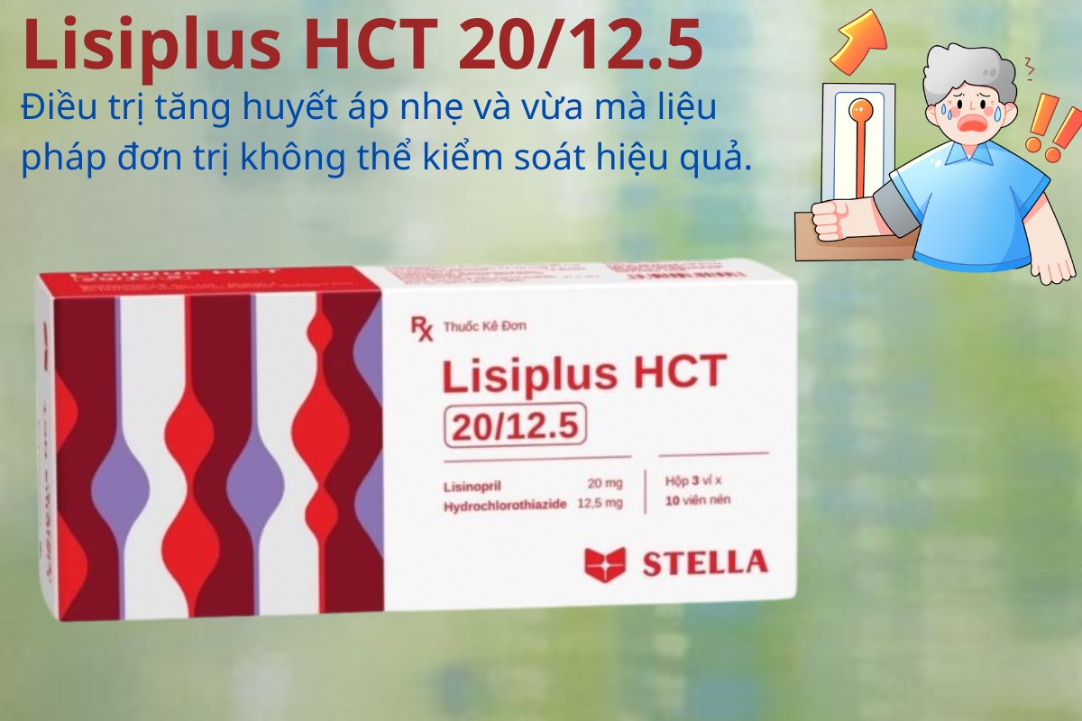 Lisiplus HCT 20/12.5 5 Lisiplus HCT 20/12.5 điều trị tăng huyết áp