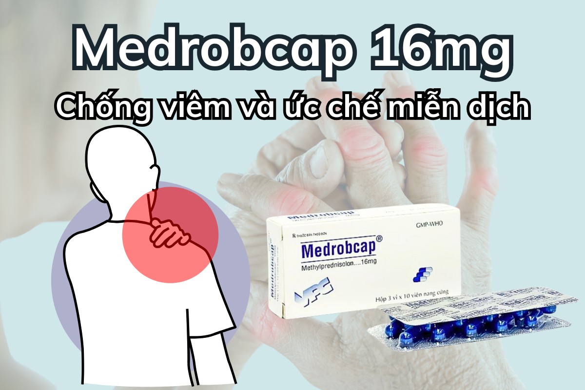 Medrobcap 16mg 8 Medrobcap 16mg chống viêm và ức chế miễn dịch