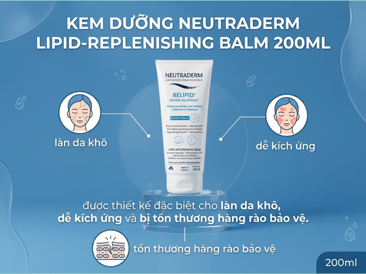 Kem Dưỡng NEUTRADERM Lipid-Replenishing Balm được thiết kế đặc biệt cho làn da khô, dễ kích ứng và bị tổn thương hàng rào bảo vệ