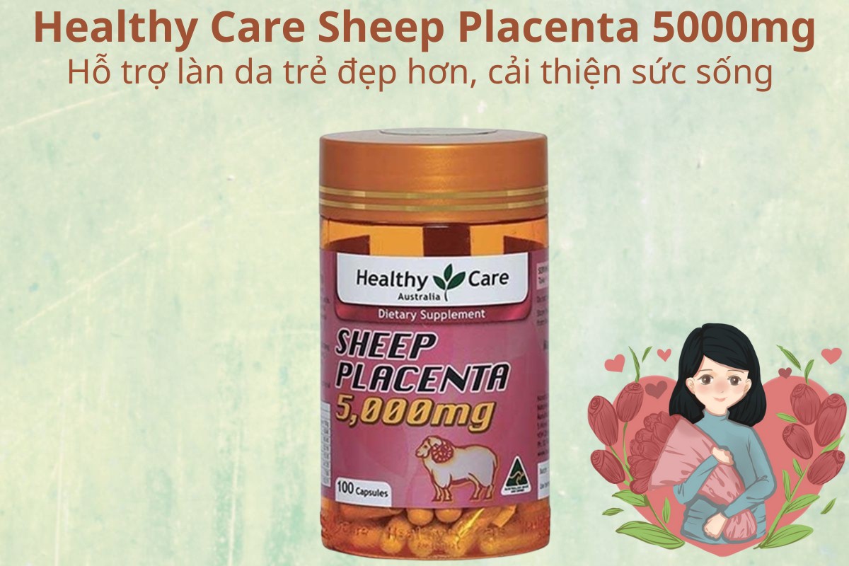 Healthy Care Sheep Placenta 5000mg 8 Healthy Care Sheep Placenta 5000mg hỗ trợ làn da trẻ đẹp