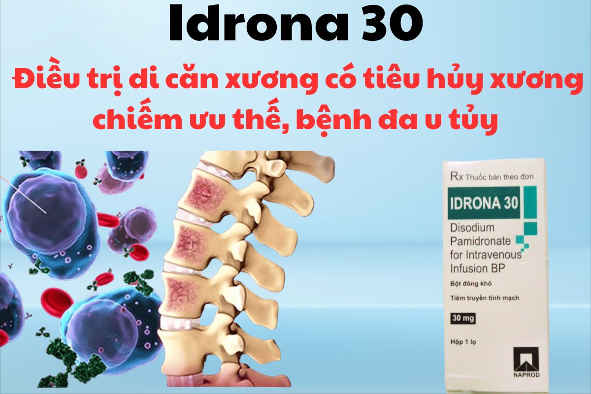 Idrona 30 6 Thuốc Idrona 30 có tác dụng điều trị tiêu xương do di căn xương hoặc đa u tủy, tăng calci huyết liên quan khối u