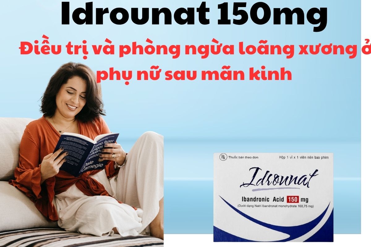 Idrounat 150mg 6 Thuốc Idrounat 150mg có tác dụng điều trị và dự phòng loãng xương sau mãn kinh, giúp tăng mật độ xương