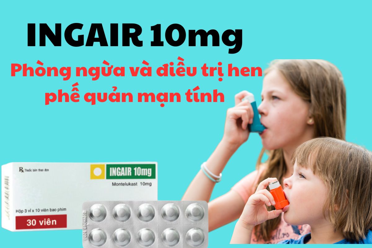 Ingair 10mg 6 Thuốc Ingair 10mg có tác dụng phòng và điều trị hen phế quản mạn tính cho người lớn và trẻ từ 6 tháng tuổi trở lên