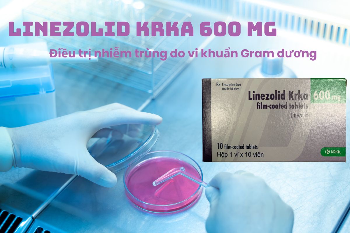 Linezolid Krka 600mg 7 Thuốc Linezolid Krka 600mg có tác dụng điều trị nhiễm khuẩn do các chủng nhạy cảm với thuốc gây ra